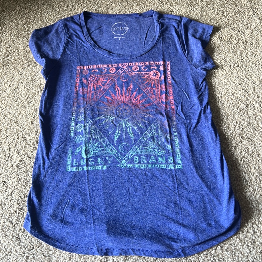 Lucky Brand Vibrant Colored Lunar Sun Graphic Tshirt Size Small